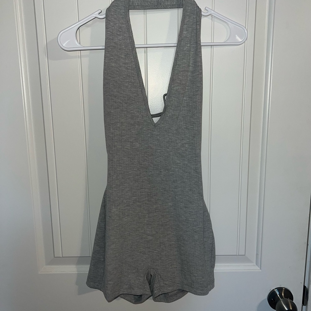 Gray Halter Neck Romper